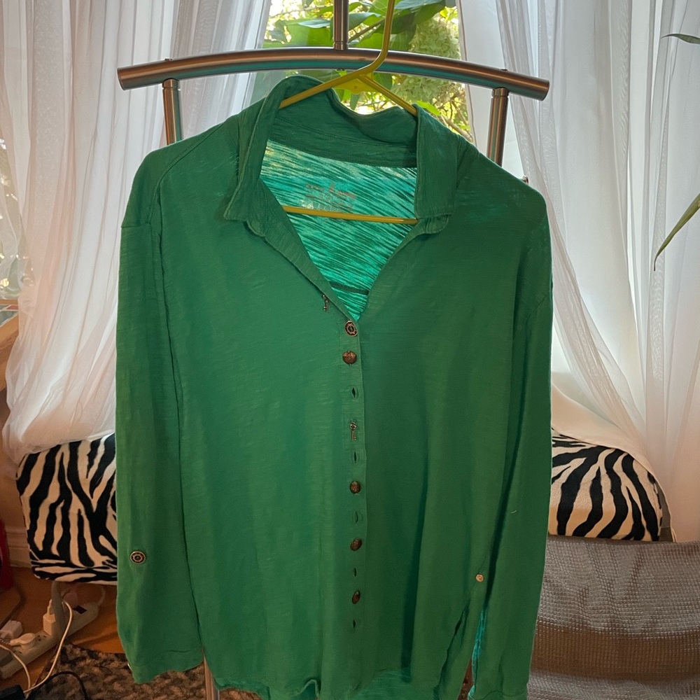 Neon Buddha Vibrant Green Button-Down Shirt
